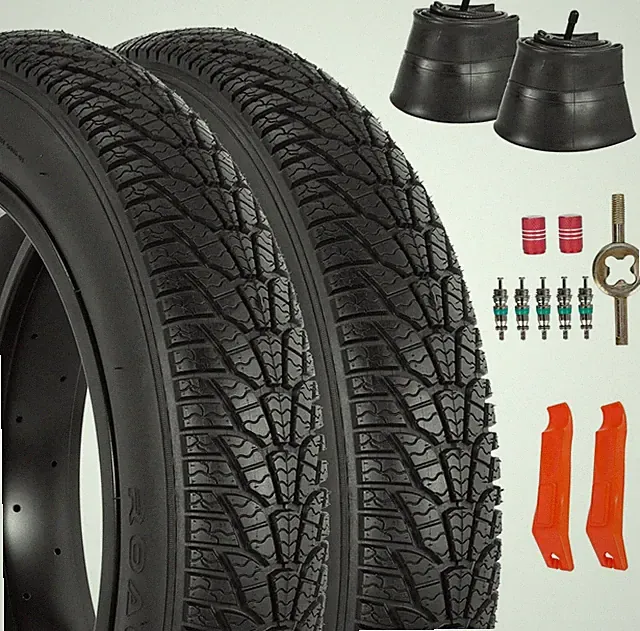 2-Pack 20X4.0 Fat Bike Tire, 20 Inch Mountain Bike Tires & Tubes Set, Folding Re