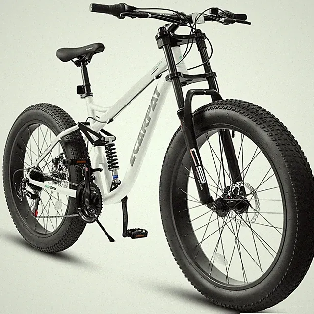 26 in Mountain Bike,Full-Suspension 21 Speeds Drivetrain with Disc-Brake, White