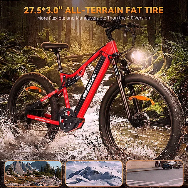 27.5" Electric Mountain Bicycle Adults 1300W Peak 48V 15.6Ah eBike 8-Speed 35mph
