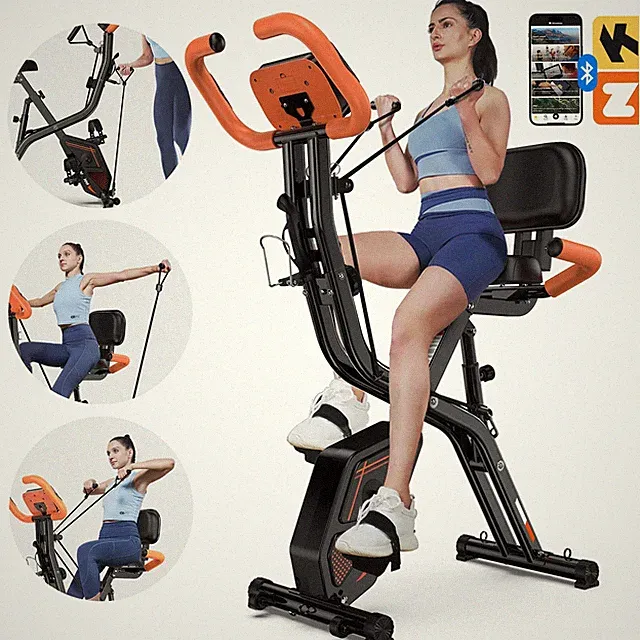 4-in-1 Folding X-Bike Magnetic 8-Level Upright & Recumbent Home Gym