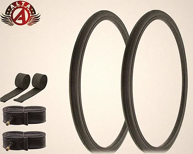 ALTA BICYCLE WIRE BEAD TIRES 26 x 1-3/8 BLACK SLICK ROAD TOURING TREAD 6pc SET.