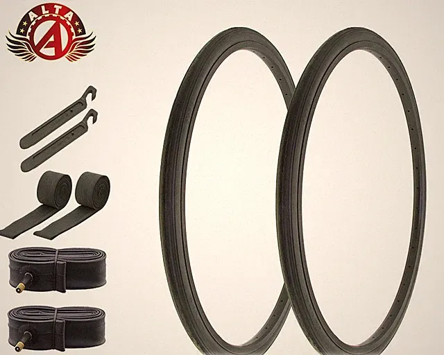 ALTA BICYCLE WIRE BEAD TIRES 26 x 1-3/8 BLACK SLICK ROAD TOURING TREAD 8pc SET.