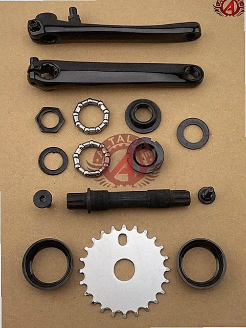 AltaLine 3PCS BICYCLE Black CRANKSET BEACH CRUISER BMX MTB w/25T CHROME Sprocket