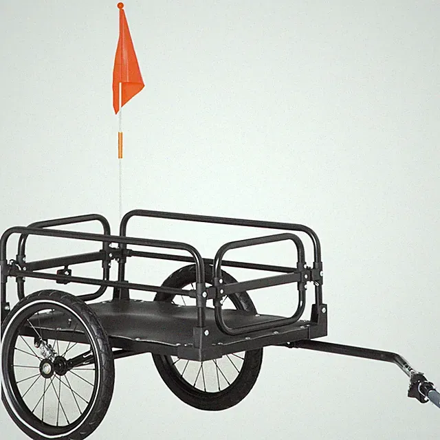 Bike Cargo Trailer with Suspension – Bicycle Cargo Wagon 16” Wheels, Safety Flag