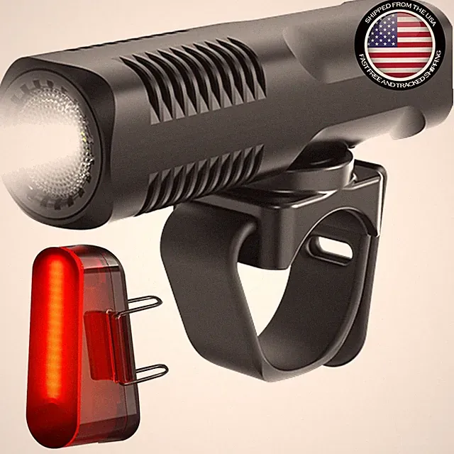 Durable Aluminum Rechargeable Bike Lights - Front & Rear Set for Night Riding