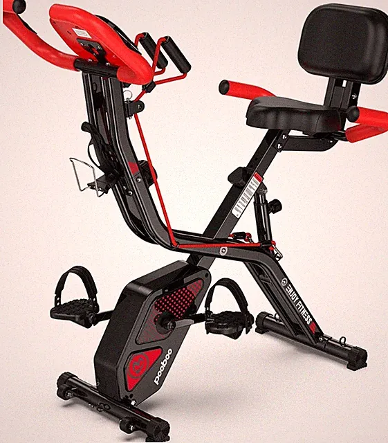 Folding Exercise Bike with 8-Level Resistance & Back Support for Home Gym