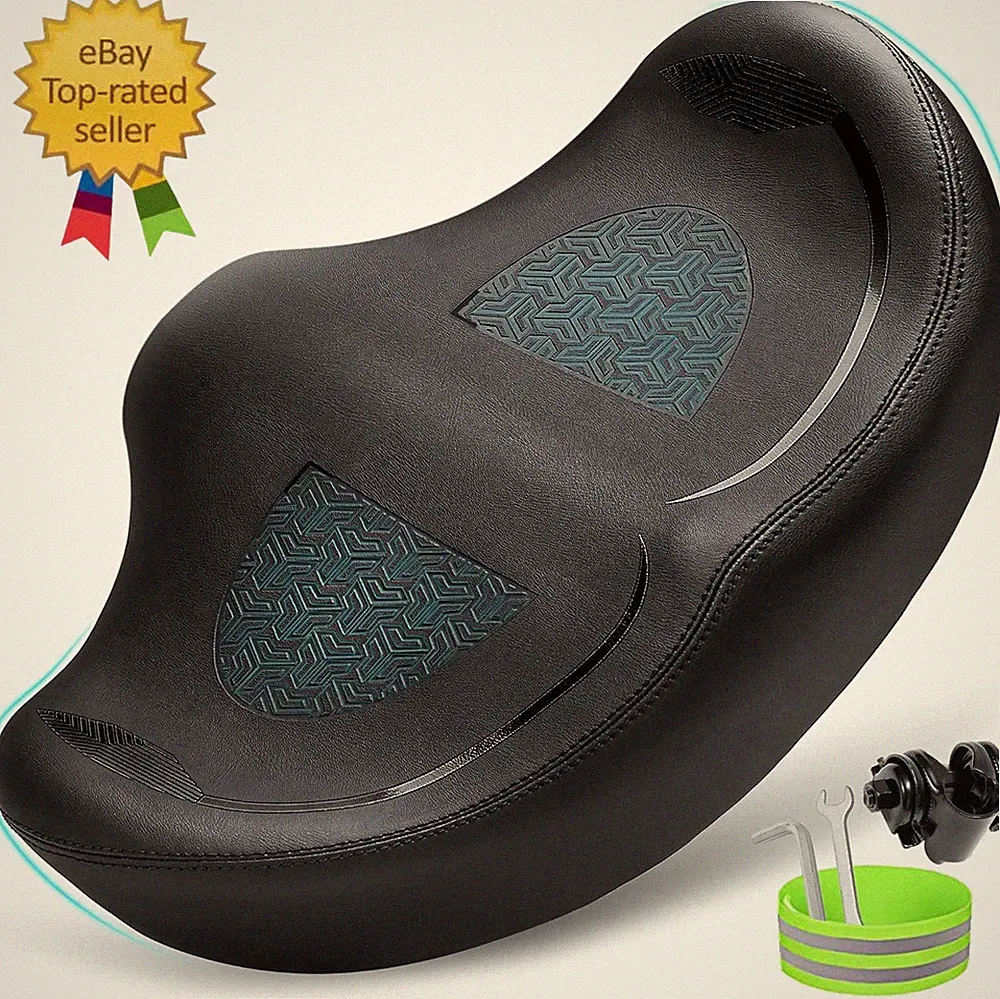 Noseless Oversized Bike Seat for Men Women Comfort, Extra Wide Padded