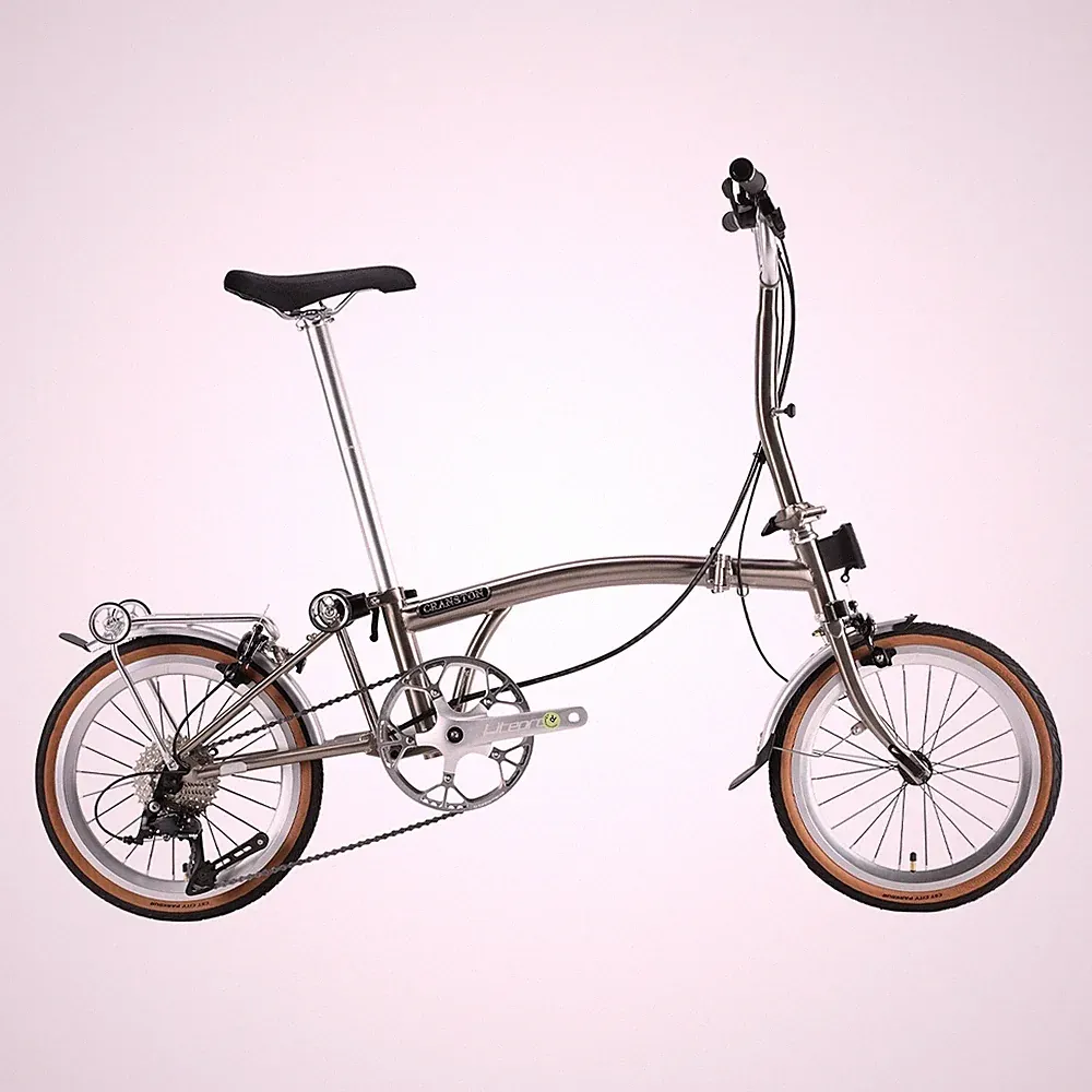 R9 16 inch 9-speed gunmetal gray three fold adult ultra light folding bicycle